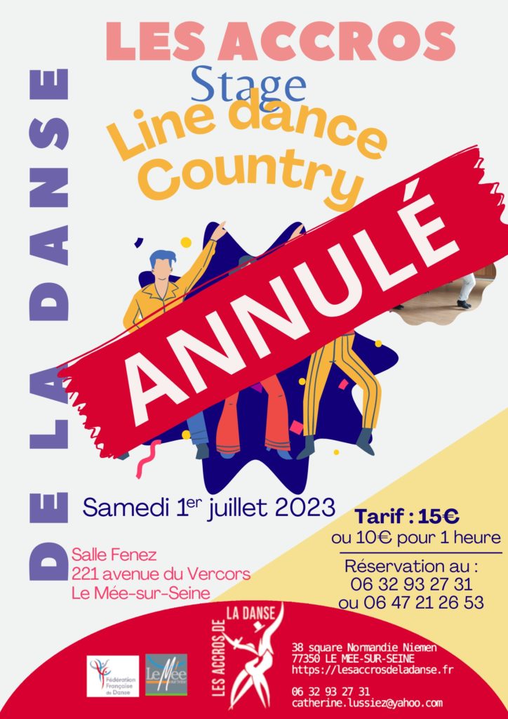 Annulation du stage du 1er juillet 2023 de Line dance et de danse country