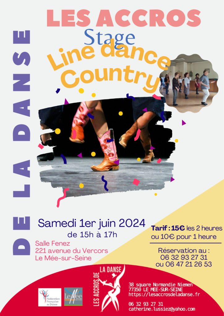 Stage de danse country et line dance le 1er juin 2024 de 15h à 17h au Mée-sur-Seine