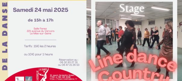 Stage de Line Dance et de danse Country le 24 mai 2025 de 15h à 17h au Mée-sur-Seine