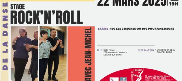 Stage de Rock-and-Roll samedi 22 mars 2025, de 17h à 19h, Salle Fenez, 221 rue du Vercors, au Mée-sur-Seine