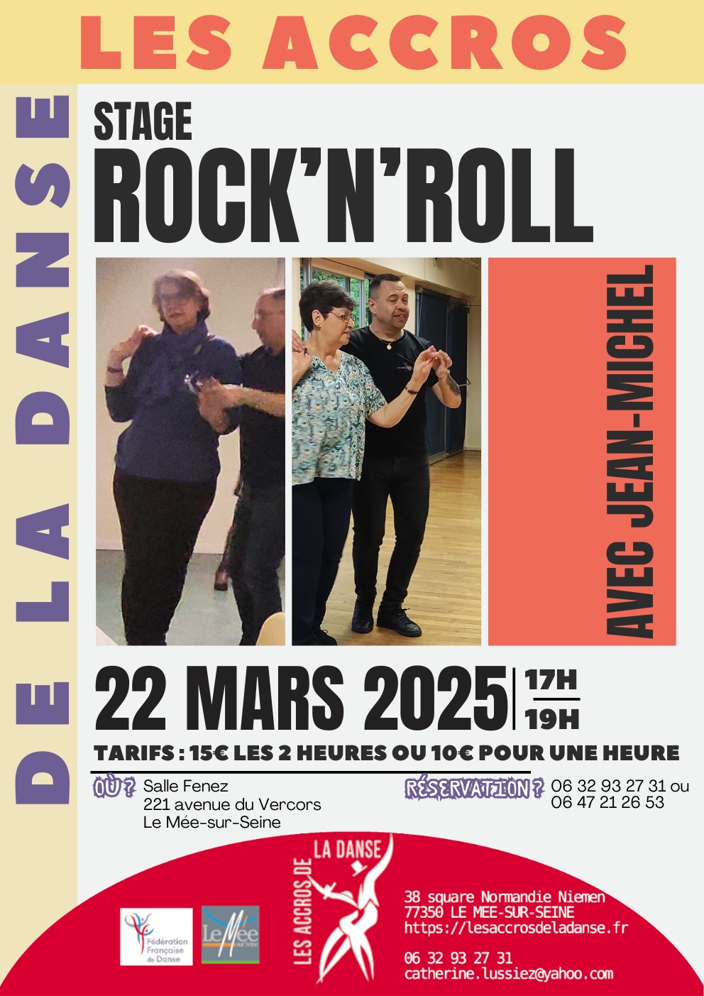 Stage de Rock-and-Roll samedi 22 mars 2025, de 17h à 19h, Salle Fenez, 221 rue du Vercors, au Mée-sur-Seine