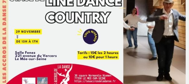 Stage de line dance et de danse country, samedi 29 novembre 2025 de 15h à 17h à la salle Fenez (221 avenue du Vercors, Le Mée-sur-Seine) !